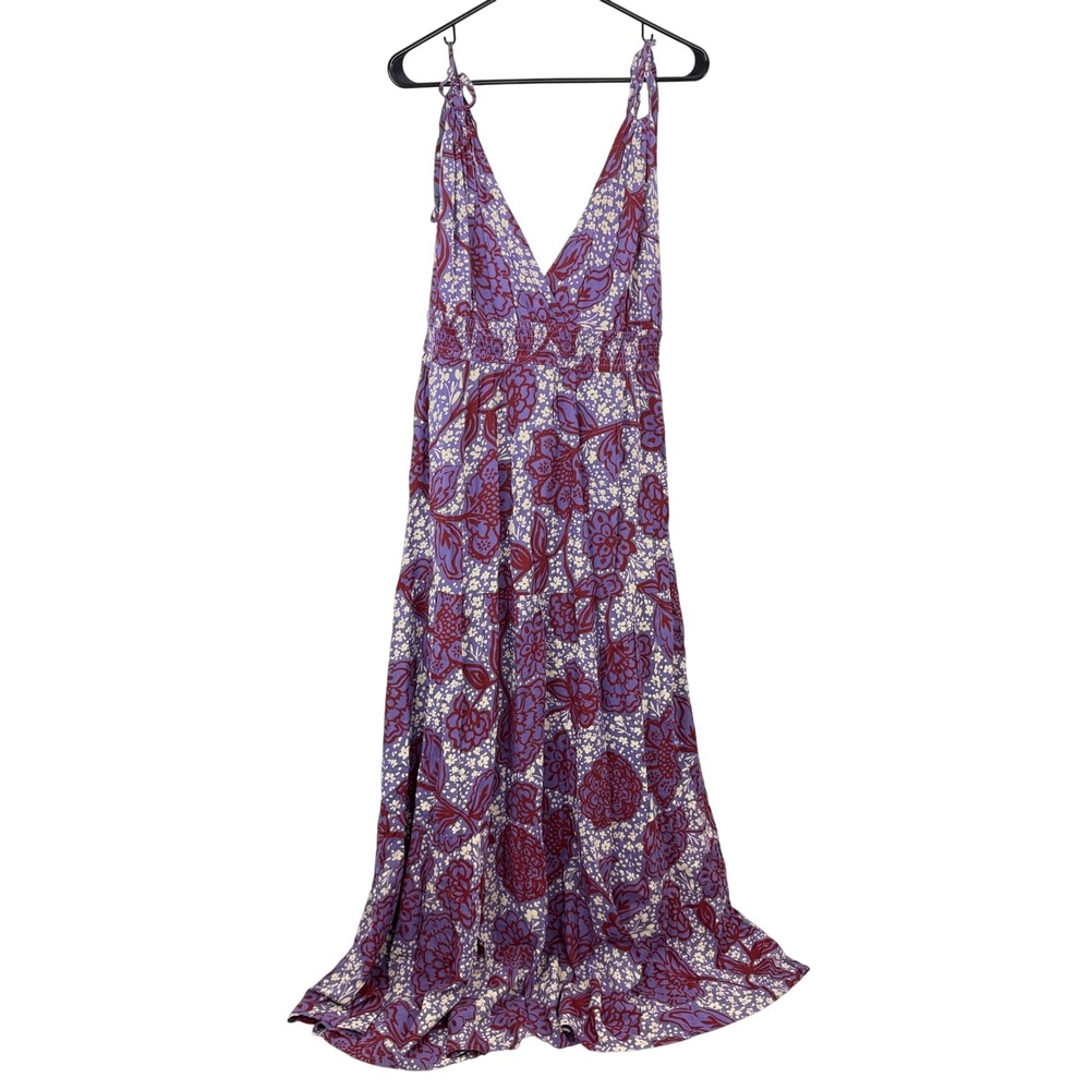Patrons of Peace Plum & Lavender Floral Tie-Shoulder Maxi Dress